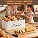 RYTOXILO White Bread Box for Kitchen Countertop, Metal Breadbox with One-Way Degassing Valve Bamboo Lid, Bread Storage Boxes Container for Homemade Bread, Sourdough Food Cutting Board for Counter