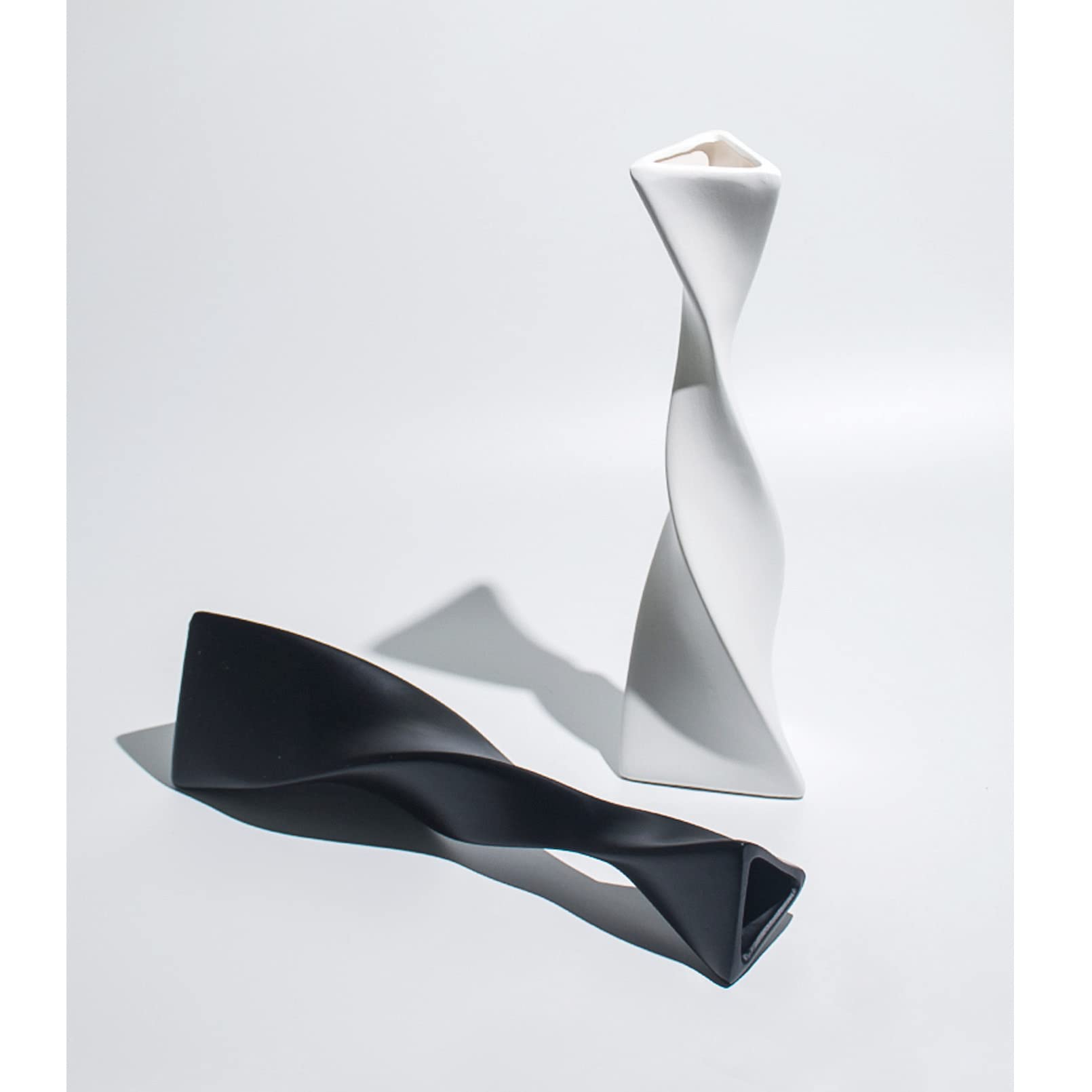 Cutfouwe Schwarze/Weiße Vase-Große Bodenvase-2er Set Moderne Keramik Vase für Pampasgrasfür Wohnzimmer, Küche, Tisch, Hochzeit oder als Geschenk, Höhe 40 cm,Vasen Set