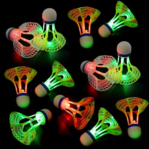 HOVCEH LED Federball Badmintonbälle, 12 Stück Nylon Federball Leuchtend 8er Set, Winddicht Badminton Bälle Set für Indoor/Outdoor/Nacht Sportaktivitäten HOVCEH LED Federball Badmintonbälle, 12 Stück Nylon Federball Leuchtend 8er Set, Winddicht Badminton Bälle Set für Indoor/Outdoor/Nacht Sportaktivitäten