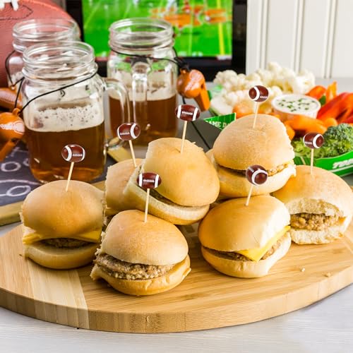 Aodaer 100 Pieces Football Bamboo Cocktail Picks 4.7 Inch Decorative Sports Ball End Cocktail Skewers Wooden Decorative Fruit Toothpicks Fruits Sandwich Buffets Party Supplies - Image 5