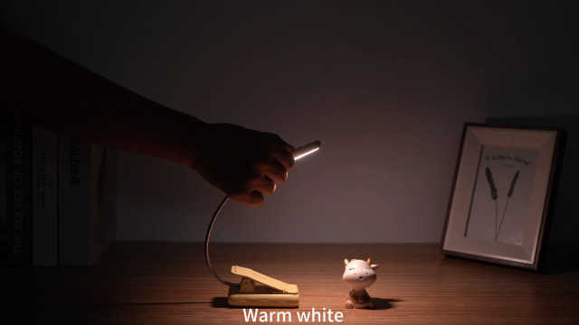 Image of VAVOFO Rechargeable Book Light for Reading in Bed Kids, 7 LED Reading Light with 9-Level Warm Cool White Daylight, Eye Care Lamp with Power Indicator for Bookworms (Yellow)