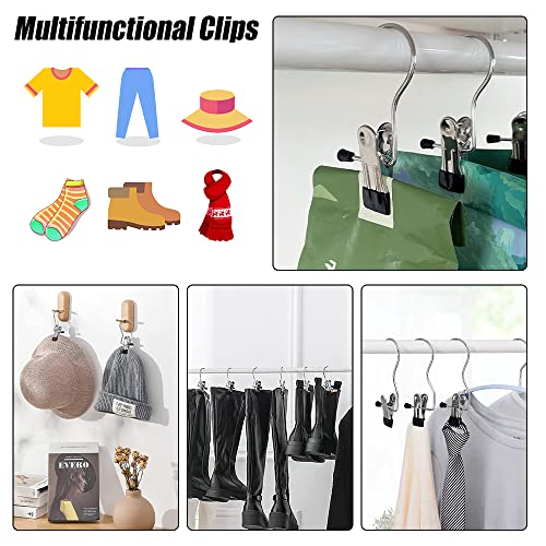30 Stück tragbare Wäschehaken Clips, HAOTIAN-X Anti-Rutsch-Stiefel Kleiderbügel aus Edelstahl, Hochbelastbar Multi-Funktions Einzelne Kleidungsnadeln Hanging Hold Clips für Home Reisen Mantel Hüte