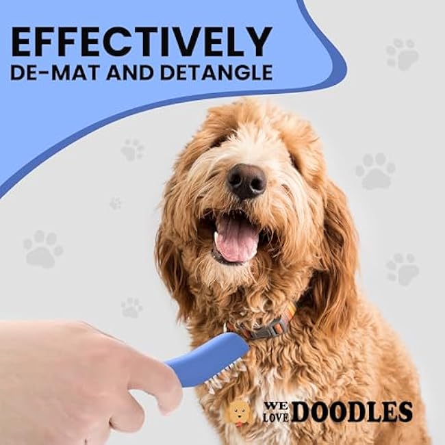 We Love Doodles Dematting Comb for Dogs - Dog Hair Mat Remover, Detangler Comb & Deshedding Tool, Removes Tangles, Knots, & Loose Hair, Metal Comb, Ergonomic Handle Family (5 Blades)-uQPTMHma