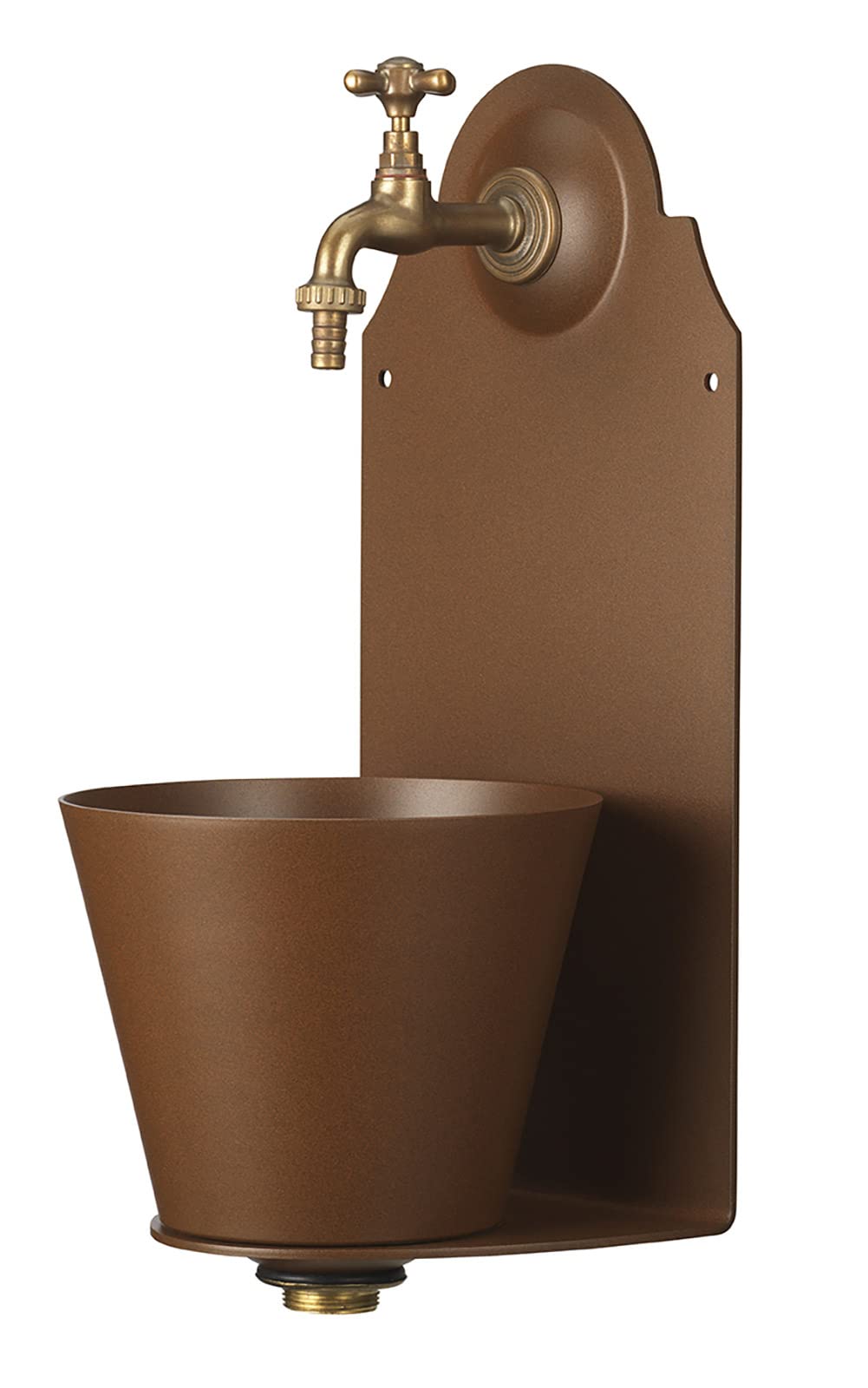 Belfer 42PR Fontana a Parete in Solido Alluminio con Rubinetto in Ottone e Vaschetta Colore Ruggine