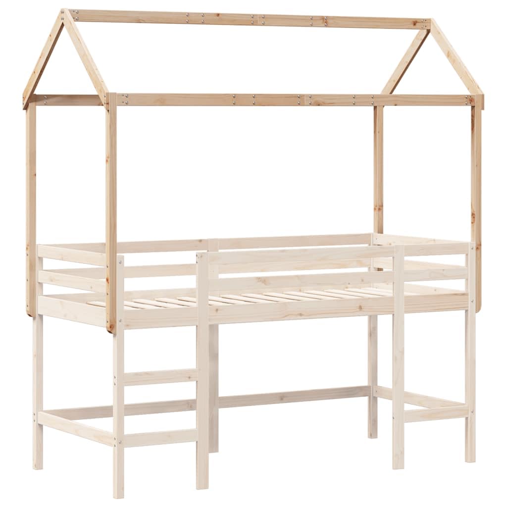 Techo de madera maciza de pino para cuna, 207 x 95,5 x 159 cm, marco de cama estable con lado abierto, accesorio duradero para sala de juegos para el dormitorio