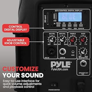 Pyle Active + Passive PA Systems - Dual 8inch 700 Watt Max Power Output Speaker with Microphone, Bluetooth Wireless Streaming, MP3/USB/SD/AUX Readers, Speaker Stands- Pyle PPHP849KT