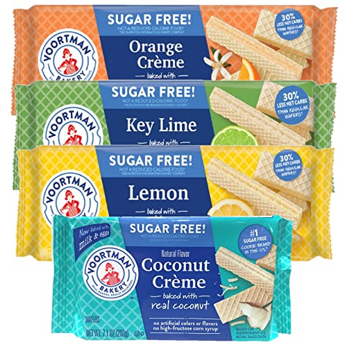 Voortman Bakery Sugar Free Wafers Variety Pack | Coconut Creme, Key Lime, Lemon and Orange Creme | 4 Pack