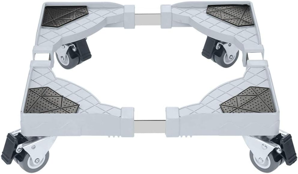 Washing Machine Stand 4 Locking Rubber Swivel Wheels Adjustable Movable Base Heavy Duty Telescopic Furniture Dolly for Washing Machine Dryer and Refrigerator