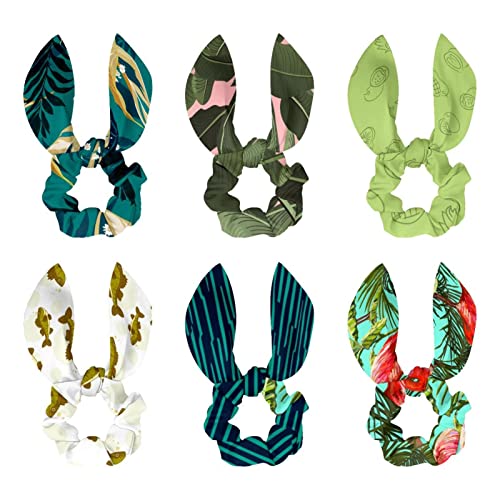 Chouchous pour cheveux lot de 6 avec nœud oreilles de lapin flamant rose vert