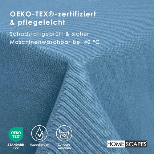 Homescapes Blaue Tischdecke mit Hohlsaum aus 100% Baumwolle 137x137 cm, Tischtuch quadratisch, waschbar & pflegeleicht – Ansicht 7
