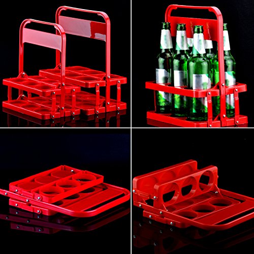 TINTON LIFE Creative Plastic Beer Portable Folding Basket Basket Foldable 6-Pack Beer Bottle Caddy Bucket Holder for Daily Use KTV and Party Foldable Wine Rack Cup Holder (9.61" x 6.1" x 11.77")