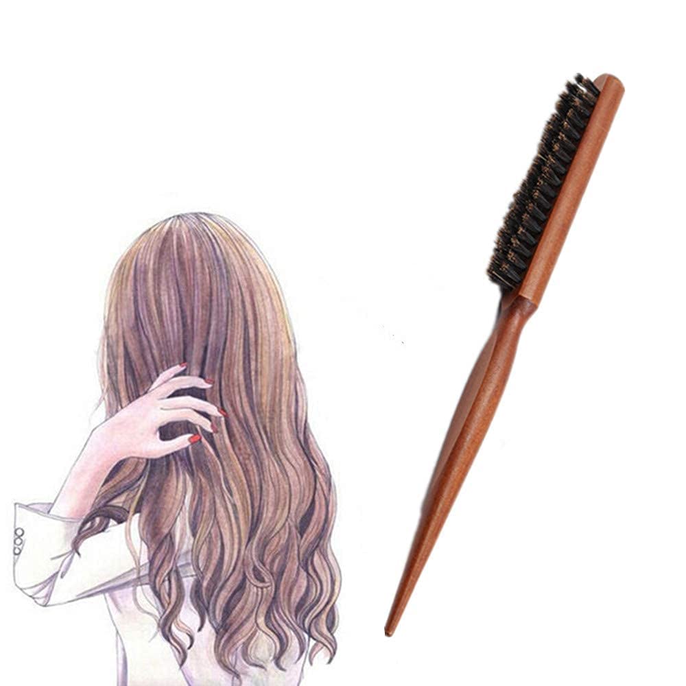 Spazzola per capelli con setole di cinghiale, pettine professionale per parrucchiere, per capelli lunghi e spessi, ondulati, secchi o danneggiati, riducendo la rottura dei capelli brown