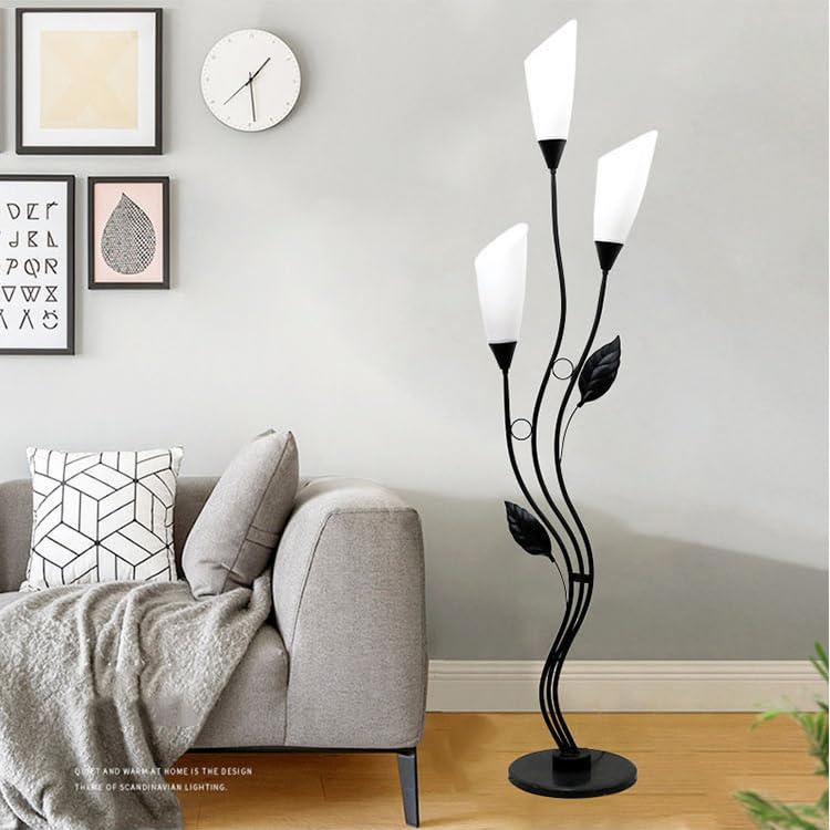 Lámpara de pie floral LED de 12 W con 3 cabezales ajustables 2