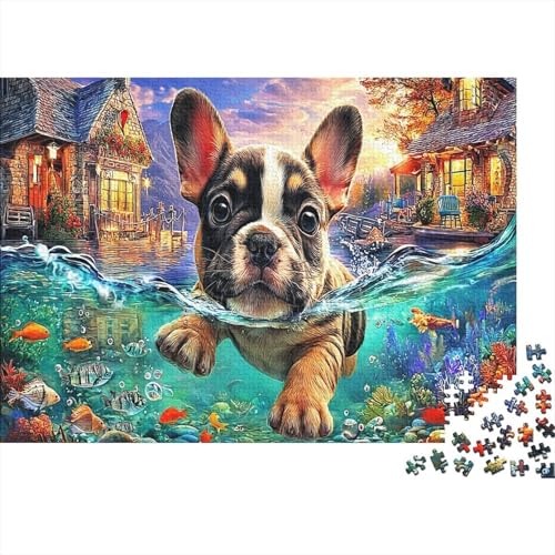 Rompecabezas de bulldog de 1000 piezas, un juego de papel reciclado muy difícil para adultos