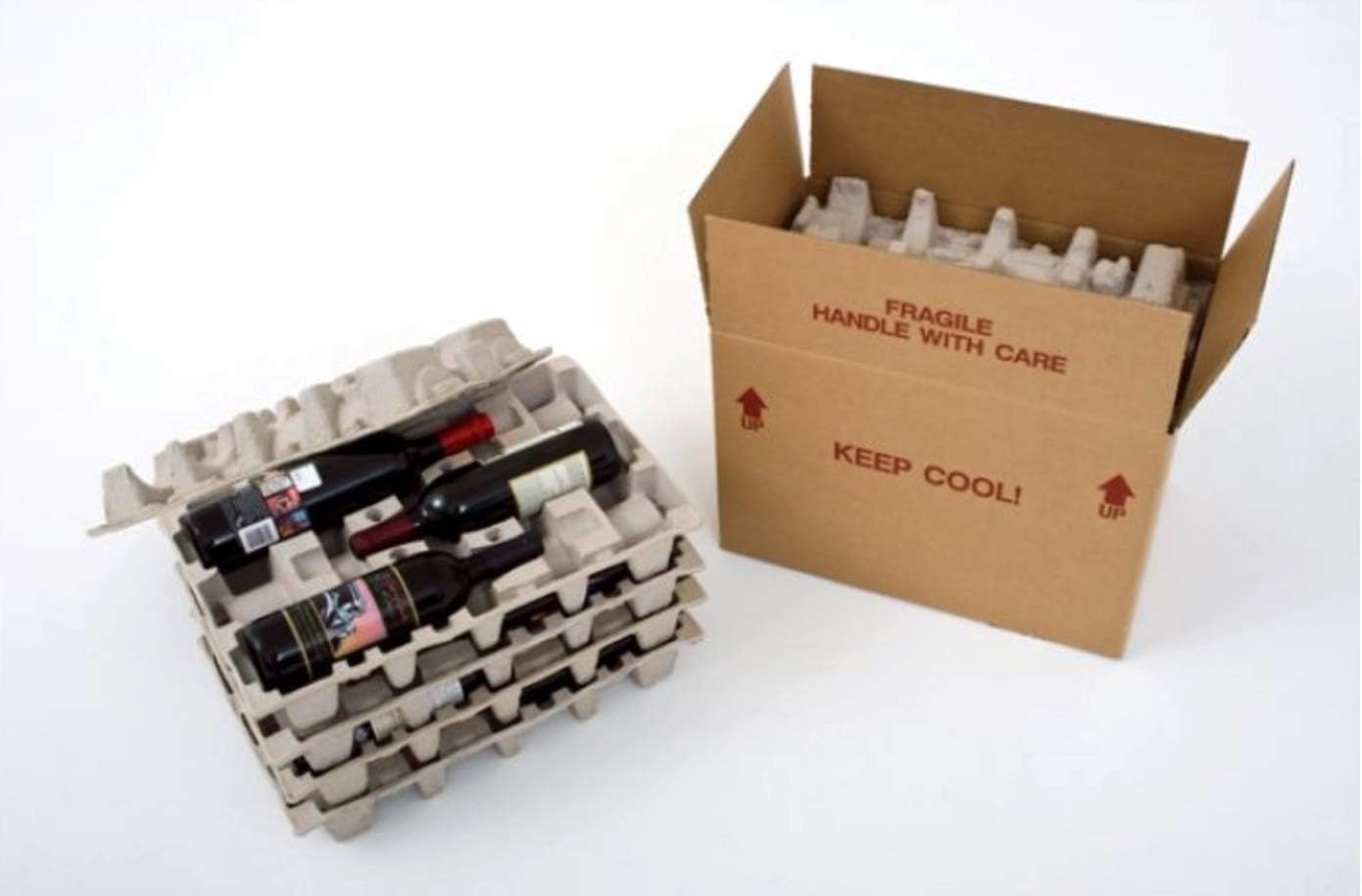 Wine Shipping Box with Protective Trays (12 Bottle