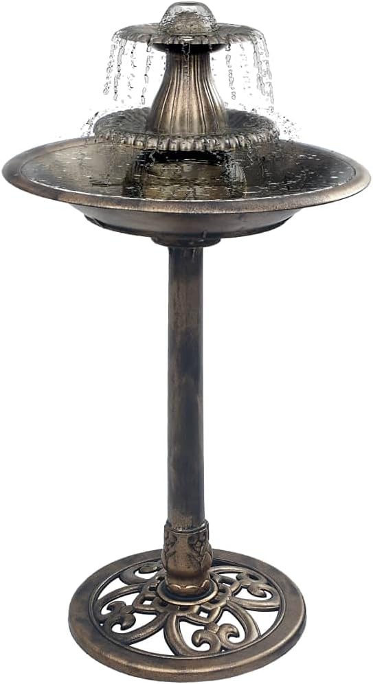 Festnight Fuente de Jardín Fuente para Pajaros Bebedero para Pájaros Jardin Fuentes de Agua Exterior Plástico Verde 50x91 cm