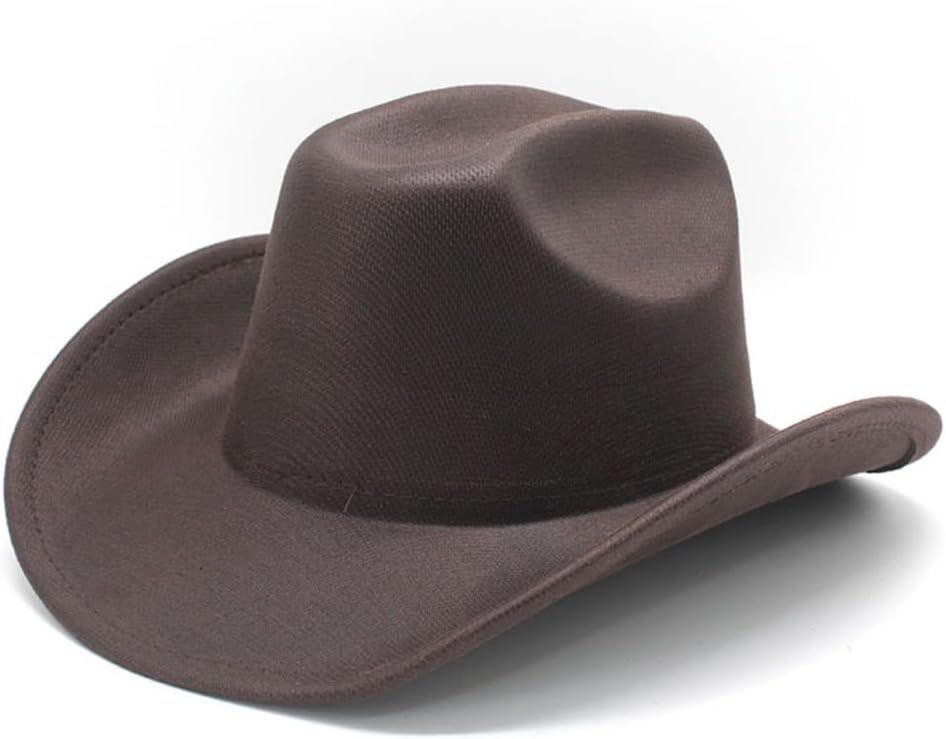 Western Cowboy Hat, Brown, Distressed Faux Leather Texture, Wide Brim Style