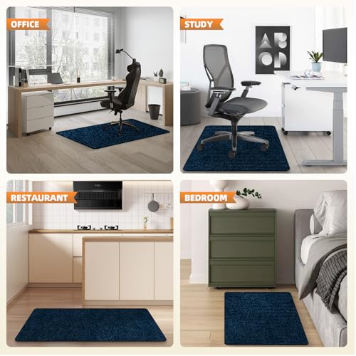 Image of Office Chair Mat for Hardwood Floors 48 inchx36 inch, Durable Non-Slip Large Tile Floor Protector, Anti-Scratch Thick Heavy-Duty Recyclable Gliding Desk Mats for Computer Rolling Chairs, Navy Blue