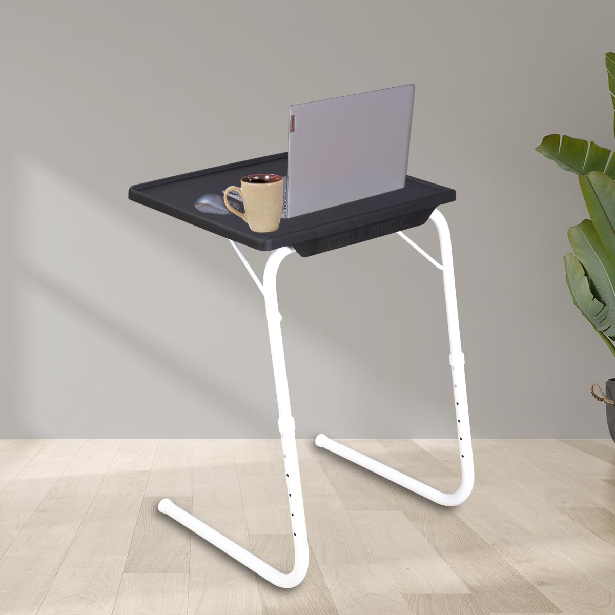 TABLE MAGIC Laptop Table for Home Office | Designed for Comfortable Work and Study, Adjustable Laptop Table Foldable for Home with Lightweight & Durable top & footrest - (TM Regular- B&W, Large)