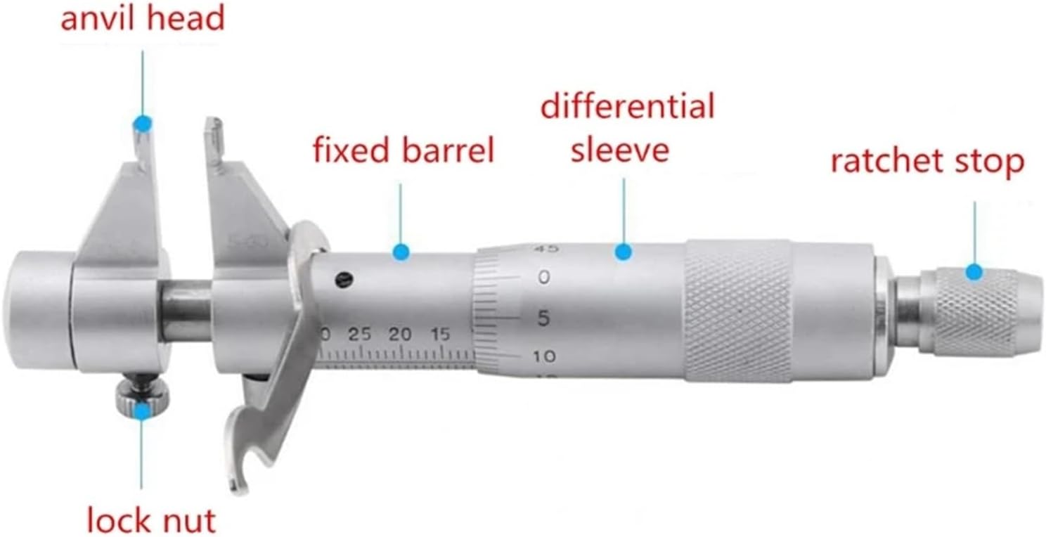 Digital Micrometer, Inside Micrometer Set Internal Diameter Gage Gauge Hole Bore 5-30Mm 0.01Mm Accurate + Wrench + Calibration Ring,