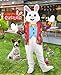 Opemon Easter Bunny Mascot Costume Adult Deluxe Fancy Costume Jumpsuit Men Women Rabbit Bunny Head Outfit for Holiday Celebration Party S/M