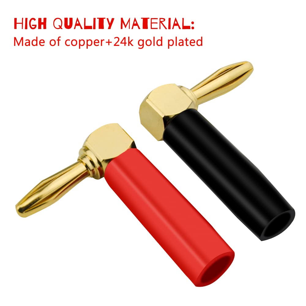 WMYCONGCONG 8 PCS Right Angle Banana Plugs 90 Degree Screw Type Speaker Connector Audio Jack Connectors - Image 4