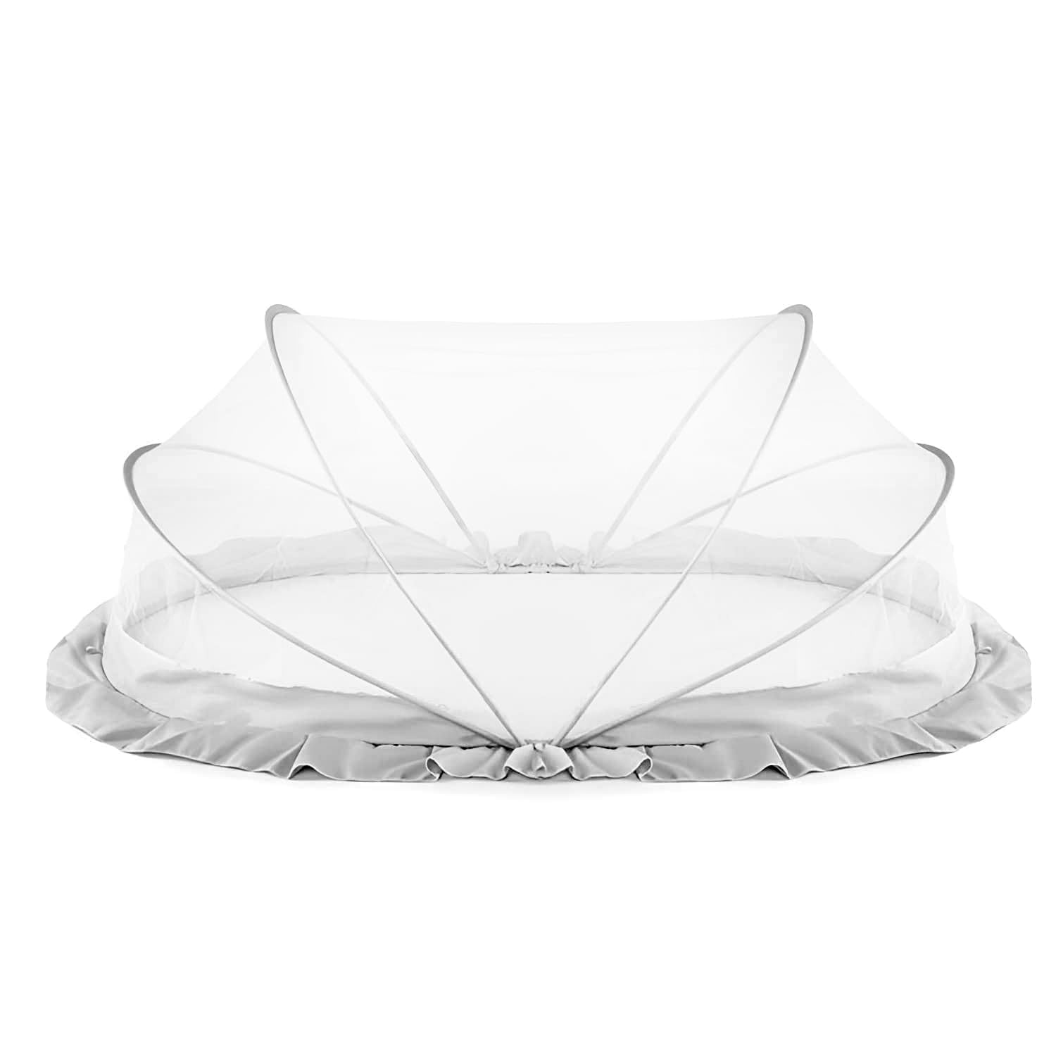 LifeKrafts Foldable Baby Mosquito Net, Bottomless Net for Infants, for Safe & Easy Use | Ensures Your Baby's Safe Sleep 135 x 65 x 65cms, for Babies & Toddlers (0 to 24 Months) - Grey