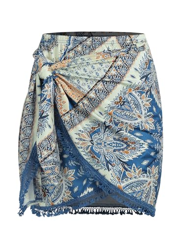 ZAFUL Boho Tie-Side Slit Beach Mini Skirt