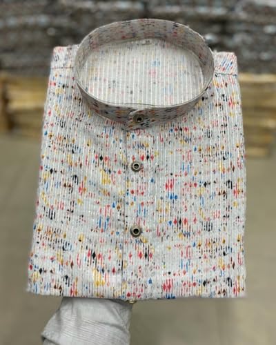 Image of FOXDX Men's Traditional Cotton Floral Printed Only Kurta