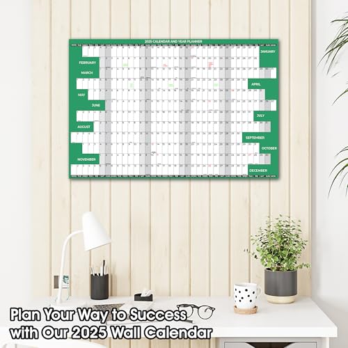 Calendário de parede 2025 grande, planejador de parede mensal anual de 12 meses, tamanho 61 x 91 cm