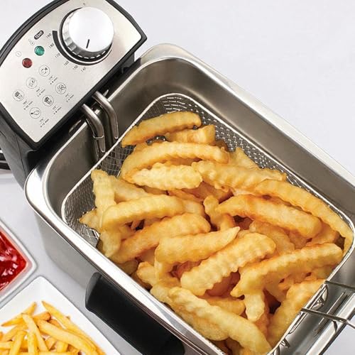 Friteuse 1800W acier inoxydable avec panier amovible et couvercle