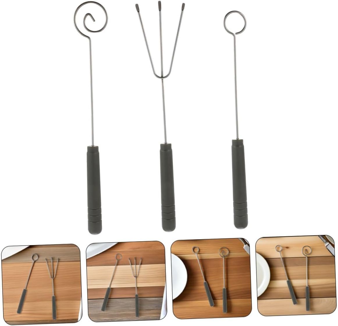 CALLARON Stainless Steel Fondue Fork Set for Cheese and Chocolate, 12pcs Hand Dipping Tools with 4 Sets of 3pcs Baking Forks, Kitchen Creative Utensils for Fondue Parties and DIY Dessert