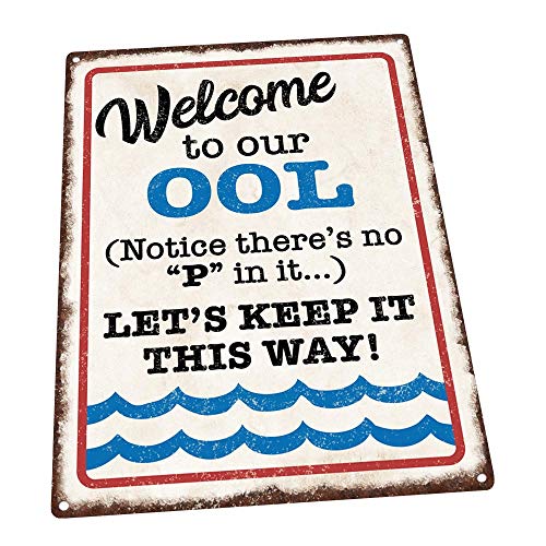 Cartel metálico para piscina Welcome to Our Pool miniatura 1