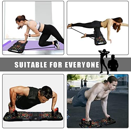 Surplex 41 In 1 Body Building Push Up Rack Board with Smart Counting&Resistance Bands, Foldable Colour-coded Power-press&Multi-function Push-up Fitness Stands Board for Muscle Training Sport Gym