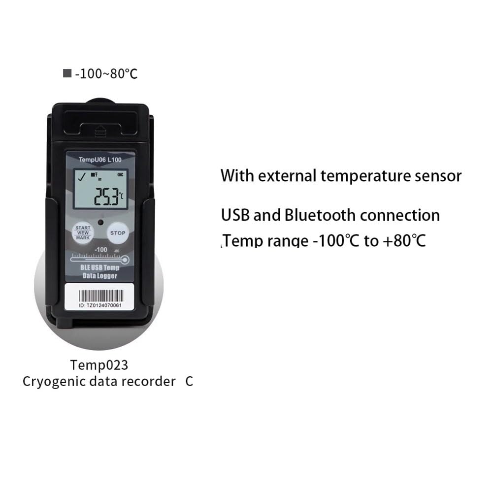 TempU06-100°C rejestrator danych niskotemperaturowych cyfrowy 32000 punktów Bluetooth USB rejestrator temperatury do przechowywania zimnego łańcucha