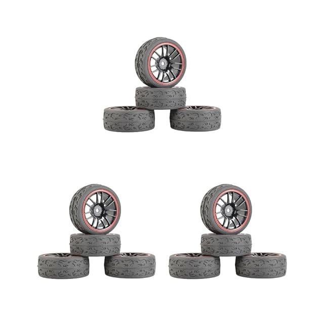 3 juegos de 4 paquetes de neumáticos de goma de 65 mm para WLtoys 144001 124018