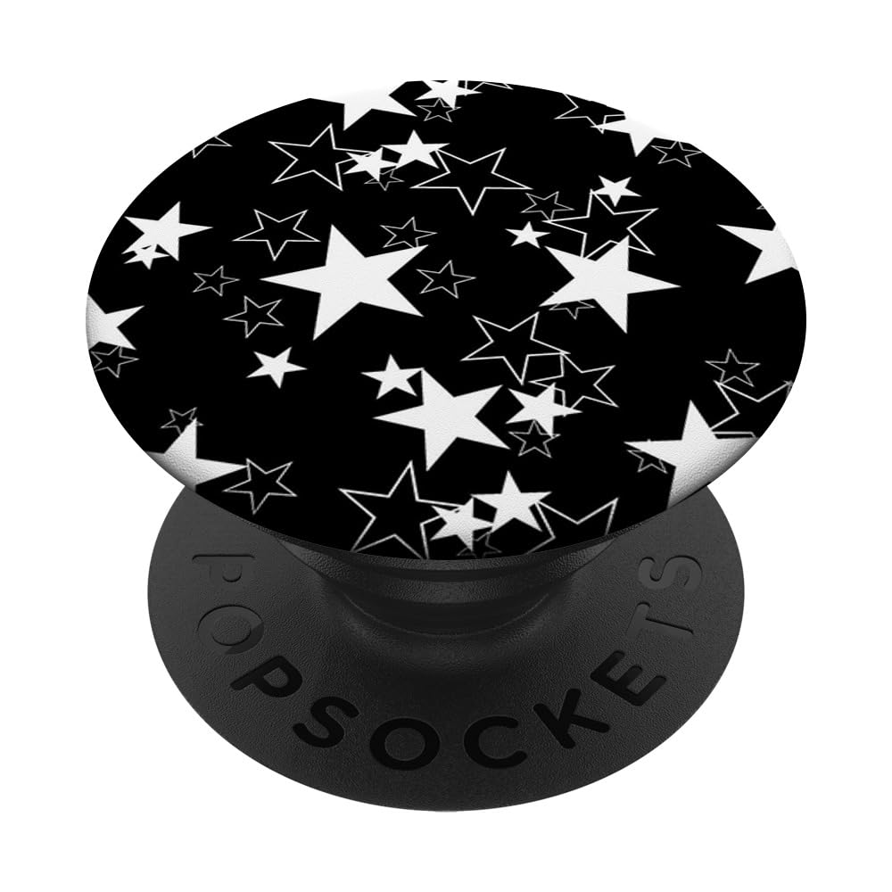 Pop Sockets Grip Stand Black Stars White PopSockets Adhesive PopGrip