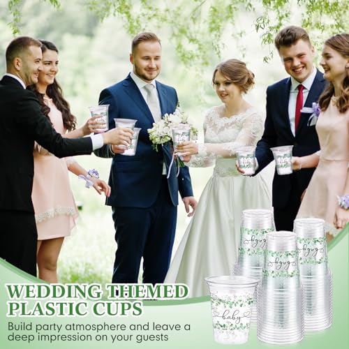 Funnymoom 60 Pack Sage Eucalyptus Baby Shower Plastic Cups For Baby Shower Party Decorations 12 Oz Greenery Baby Shower Disposable Clear Cups For Baby Shower Birthday Boho Greenly Party thumb #3