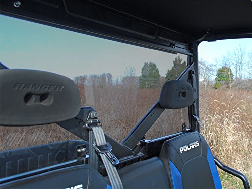 SuperATV Rear Windshield For 2017-2022 Polaris Ranger XP 1000/Crew (See Fitment) 1/4" Light Tint Polycarbonate 250x Stronger Than Glass & 25x Stronger Than Acrylic (Not Scratch Resistant) USA Made - Thumbnail 5