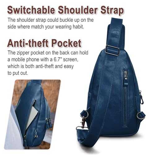 Image of Genuine Leather Sling Bag for Men and Women Crossbody Shoulder Bag Sling Backpack Chest Purse Carry on Casual Daypack | Genuine Leather