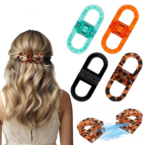 Set de 4 Pinces à Cheveux Magnétiques Antidérapantes pour Femmes, Hair Clip 2 en 1 sans Couture, pour Cheveux Épais et Fins, Accessoires de Coiffure pour...