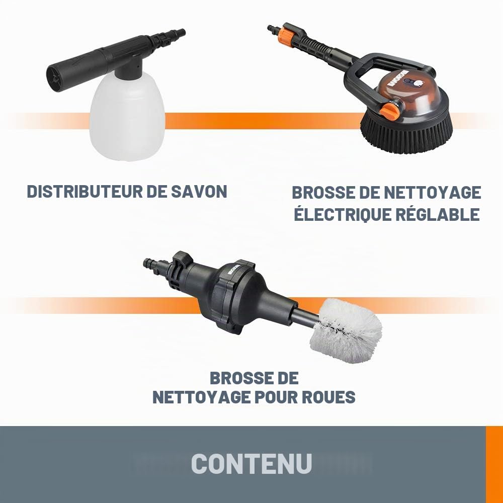 WORX Hydroshot WA4071 Kit d'accessoires de nettoyage pour auto/bateau
