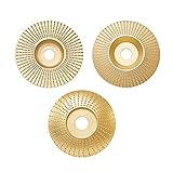 Tungsten Carbide Grinding Wheel Disc, 3 Pieces 5/8 Inch Grinder Shaping Disc Flat Grinder Shaping Abrasive Disc Bore Wood Sanding Carving Tool for Wood Trimming (Gold)