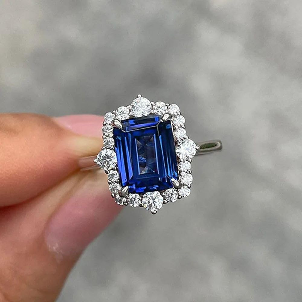 925 Sterling Silver Shining Pearl Rings Wedding ring Engagement ring CZ Ring Emerald cut rings Diamond Rings Women jewelry rings statement - Image 3