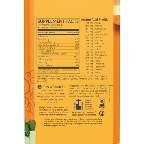 Sunwarrior Vegan Protein Powder | USDA Organic Plant-Based | Unflavored, 30 Servings & Collagen Building Powder Plant-Based | Unflavored, 20 Servings