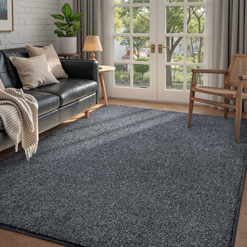 FinRéc 4x6 Washable Area Rug Grey Non-Slip Indoor Carpet
