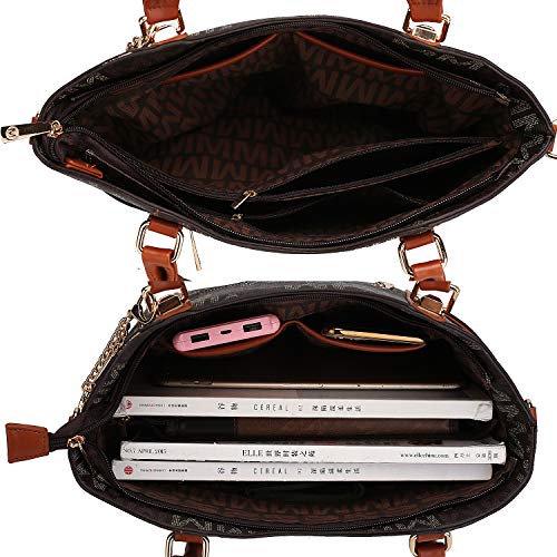 Mia K. Collection Crossbody Shoulder Handbag for Women Removable Shoulder Strap Vegan Leather Top-Handle Satchel-Tote Bag Brown