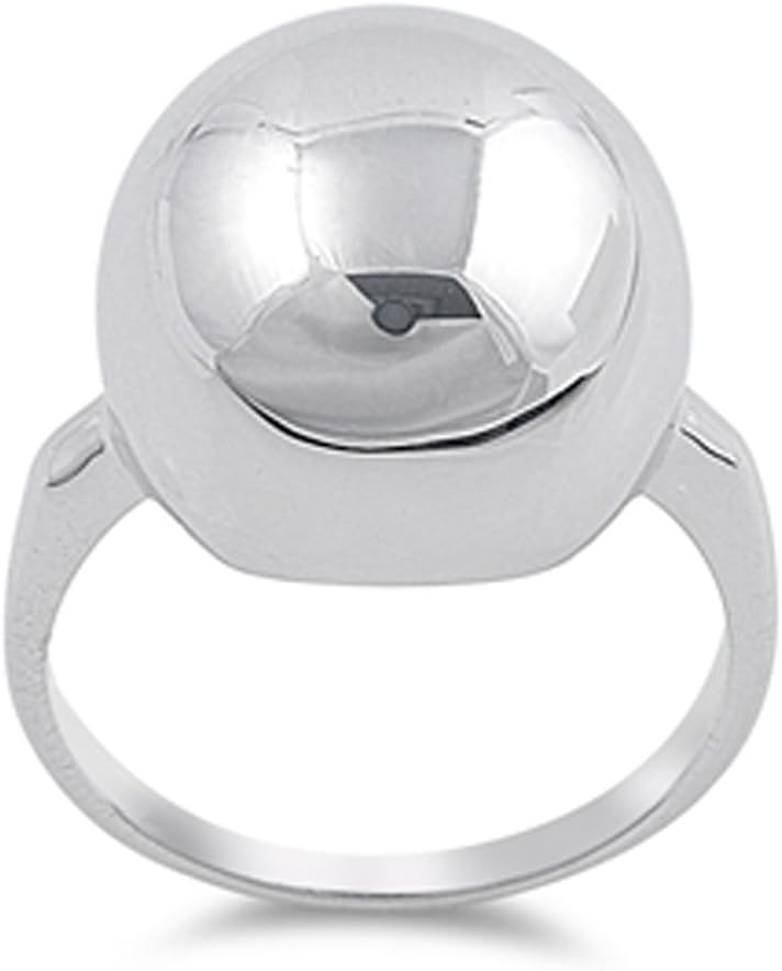 High Polish Ball Large Wide Big Fashion Ring 925 Sterling Silver Band Sizes 5-10