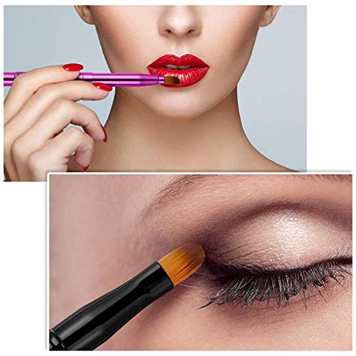 Toodoo Dual End Lip Brush Concealer Brushes 3 Pieces Retractable Lipstick Eyeshadow Foundation Makeup Brush Tool Applicators Set(Gold, Black, Purple) #TOP2