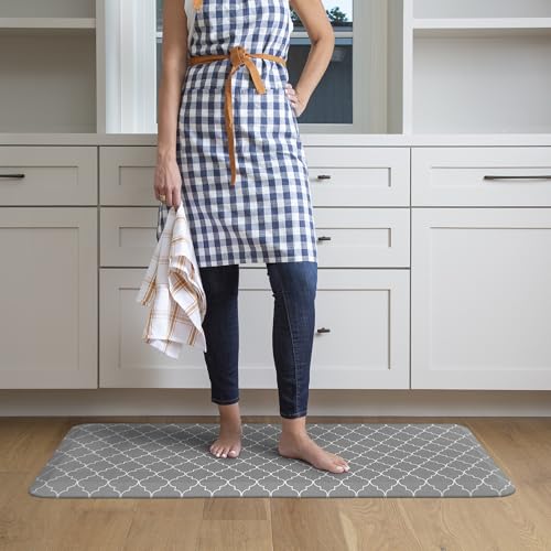 GelPro Anti-Fatigue Designer Comfort Kitchen Floor Mat, 20x48, Trellis Grey Stain Resistant Surface with 3/4” Thick Ergo-Foam Core for Health and Wellness